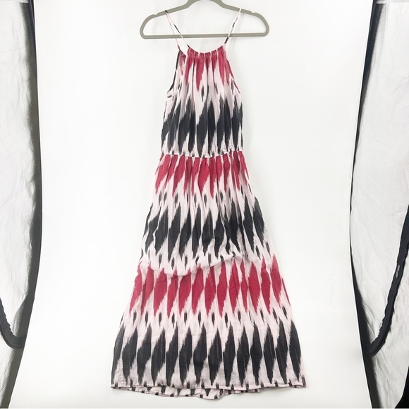 ✅J. CREW BLACK/RED MAXI DRESS WITH DRAWSTRING WAIST COTTON SEMI SHEER SIZE SMALL - Picture 1 of 7